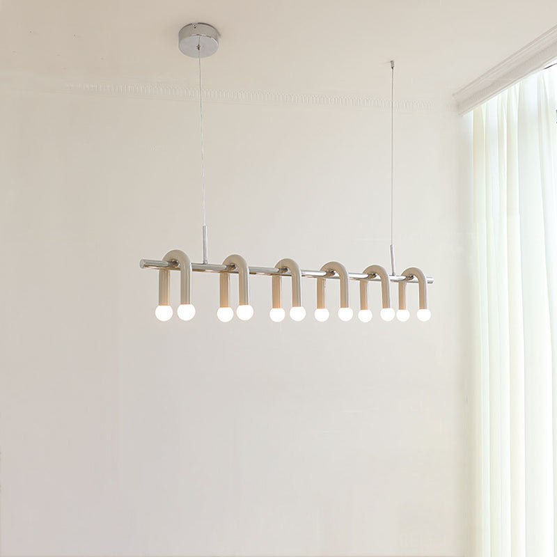 Contemporary Scandinavian U-Shaped Hardware Acrylic LED Island Light Chandelier For Living Room