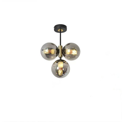 Monture de plafond semi-encastrée à 3 lumières avec abat-jour en verre boule de quincaillerie de simplicité moderne pour salon 