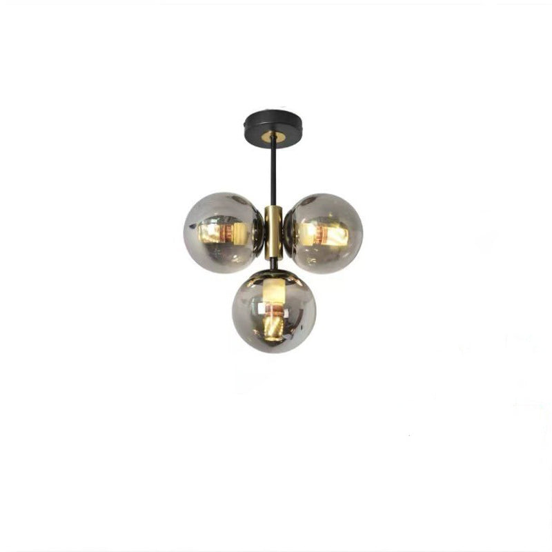 Monture de plafond semi-encastrée à 3 lumières avec abat-jour en verre boule de quincaillerie de simplicité moderne pour salon 