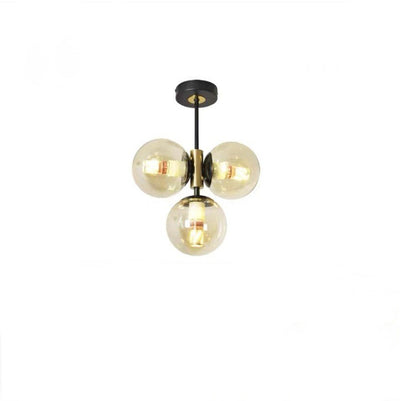 Monture de plafond semi-encastrée à 3 lumières avec abat-jour en verre boule de quincaillerie de simplicité moderne pour salon 
