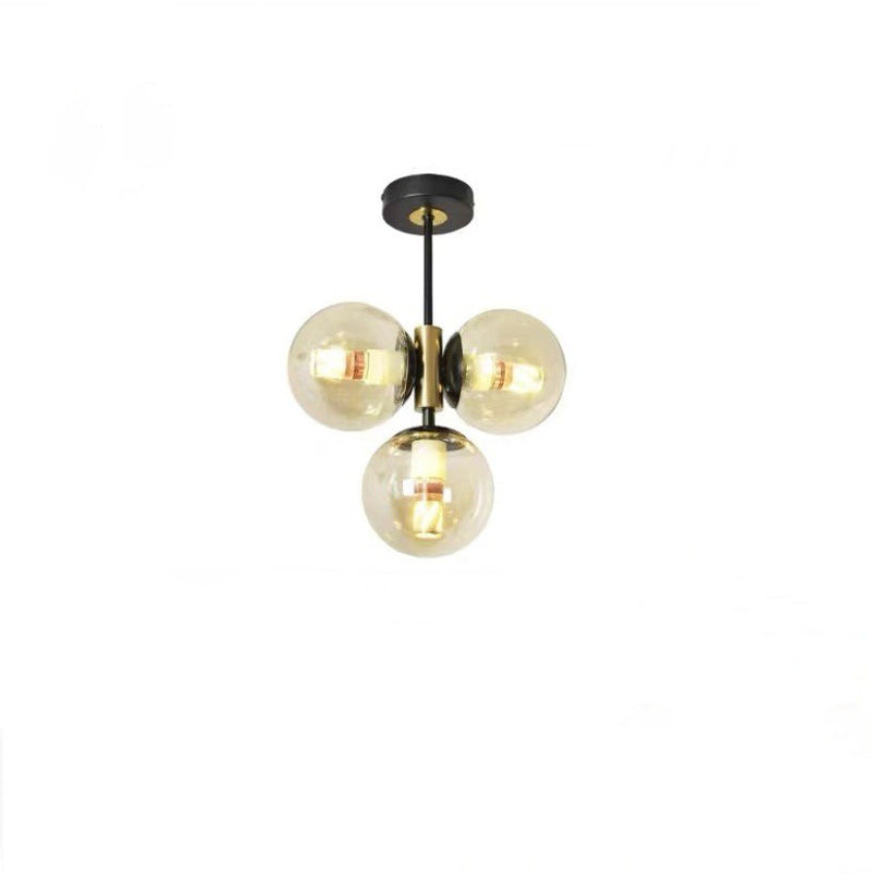 Monture de plafond semi-encastrée à 3 lumières avec abat-jour en verre boule de quincaillerie de simplicité moderne pour salon 