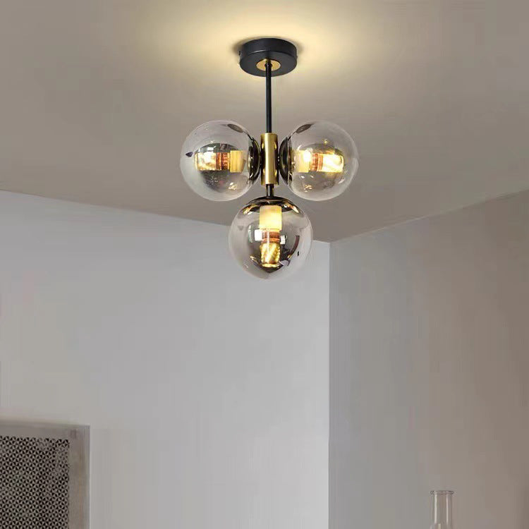 Monture de plafond semi-encastrée à 3 lumières avec abat-jour en verre boule de quincaillerie de simplicité moderne pour salon 