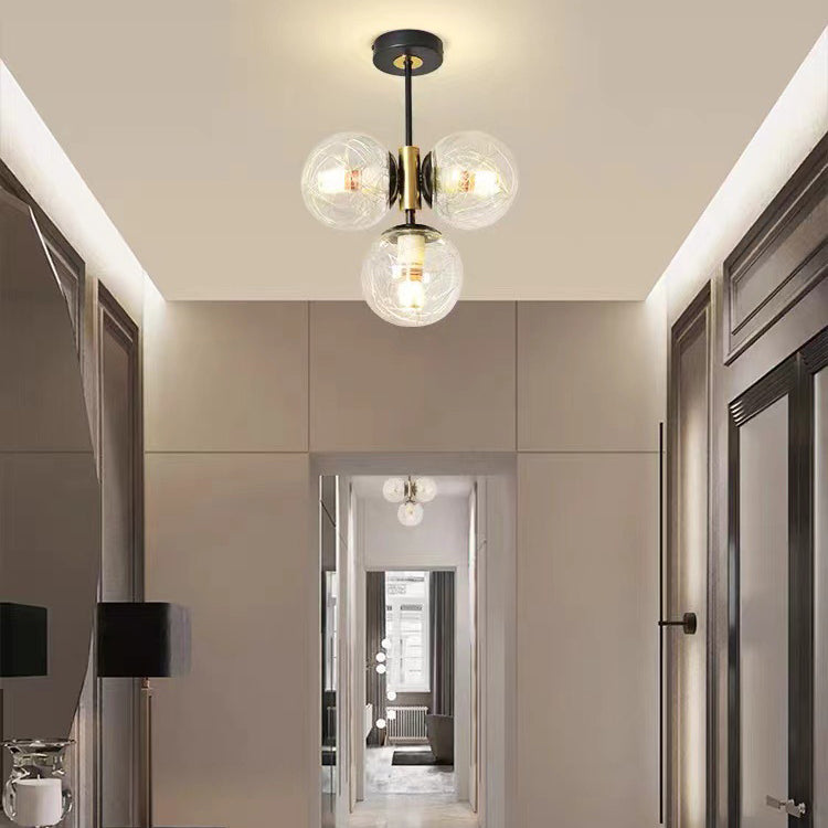 Monture de plafond semi-encastrée à 3 lumières avec abat-jour en verre boule de quincaillerie de simplicité moderne pour salon 