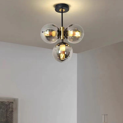 Monture de plafond semi-encastrée à 3 lumières avec abat-jour en verre boule de quincaillerie de simplicité moderne pour salon 