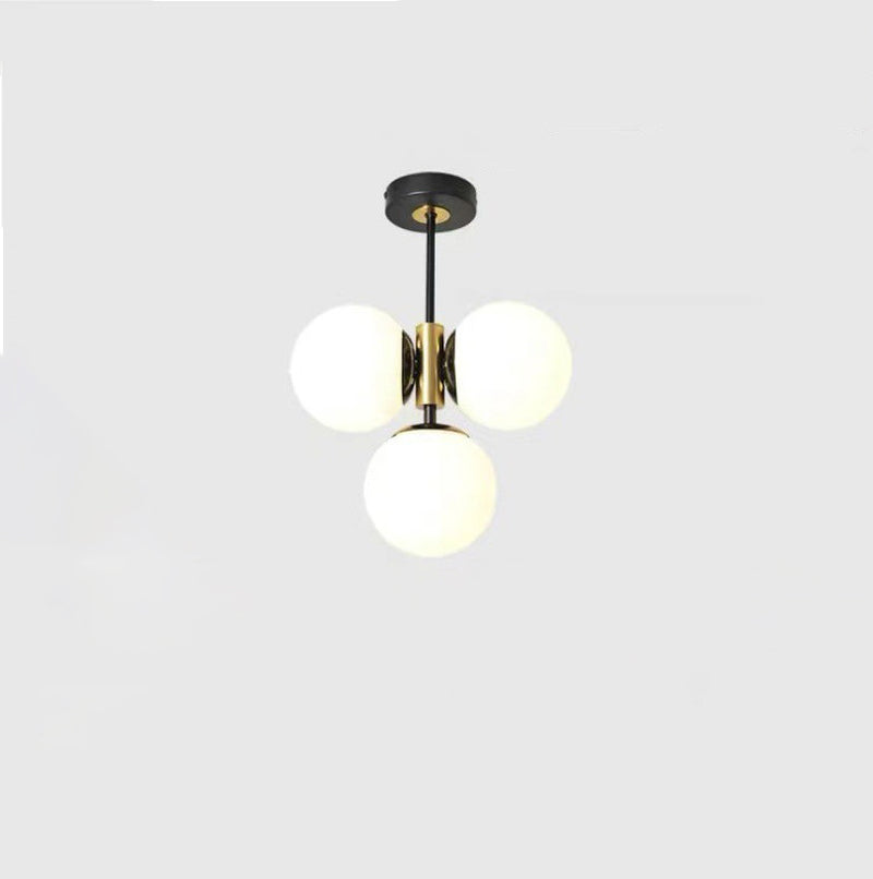 Monture de plafond semi-encastrée à 3 lumières avec abat-jour en verre boule de quincaillerie de simplicité moderne pour salon 