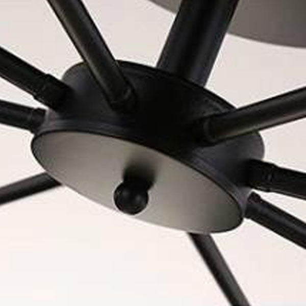 Contemporary Scandinavian Iron Fabric Cylinder Shade 8-Light Semi-Flush Mount Ceiling Light For Living Room