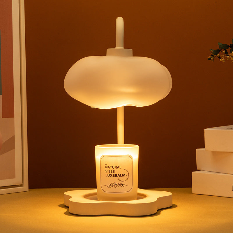 Abat-jour en verre Creative Cloud contemporain en fer 1 lumière lampe de table en cire fondue pour chambre 