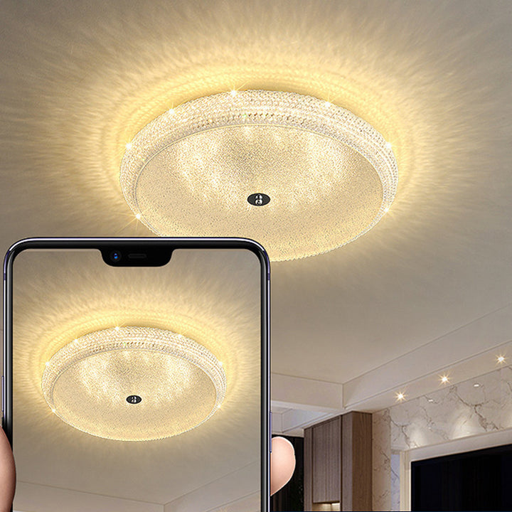 Zeitgenössische Luxus Eisen Kristall Runde LED Deckenleuchte für das Schlafzimmer 