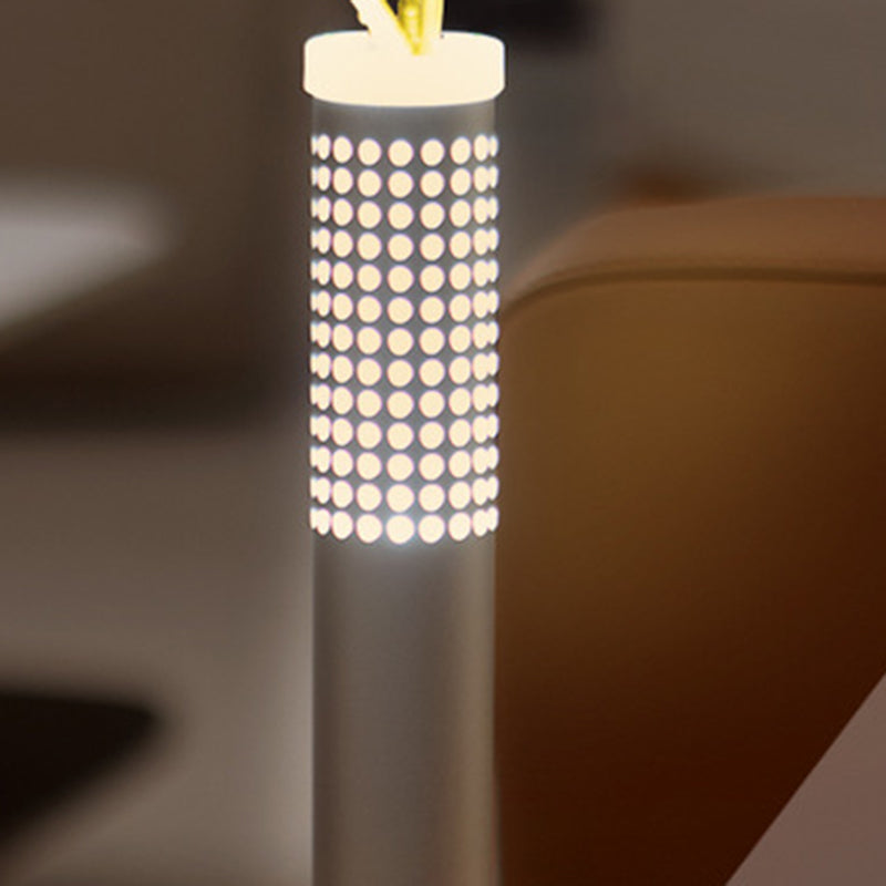 Lampe de table LED rechargeable par USB en colonne plastique minimaliste moderne avec insertion de fleurs pour chambre 