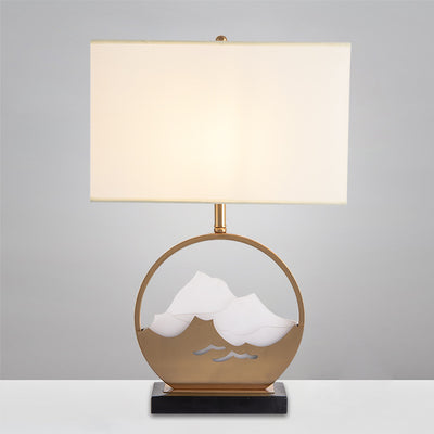 Pantalla cilíndrica de tela china tradicional de hierro acrílico con 1 luz para lámpara de mesa para dormitorio 