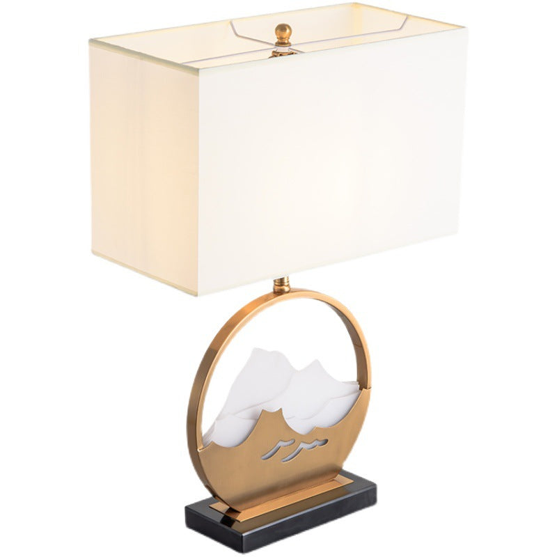 Pantalla cilíndrica de tela china tradicional de hierro acrílico con 1 luz para lámpara de mesa para dormitorio 