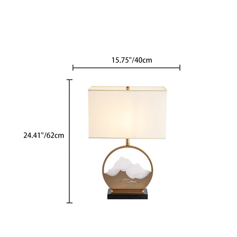 Pantalla cilíndrica de tela china tradicional de hierro acrílico con 1 luz para lámpara de mesa para dormitorio 
