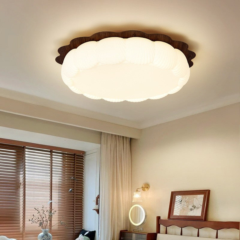 Plafonnier LED rond en fer acrylique géométrique simplicité contemporaine pour chambre 