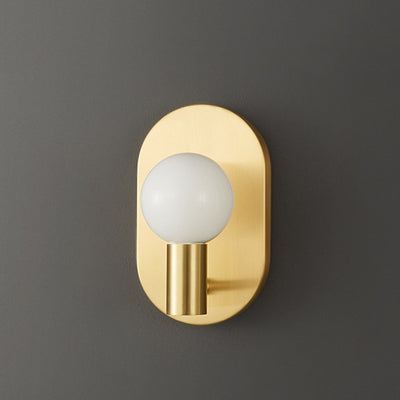 Modern Luxury Full Copper Glass Oval 1-Light Wall Sconce Lamp For Living Room