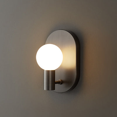 Modern Luxury Full Copper Glass Oval 1-Light Wall Sconce Lamp For Living Room