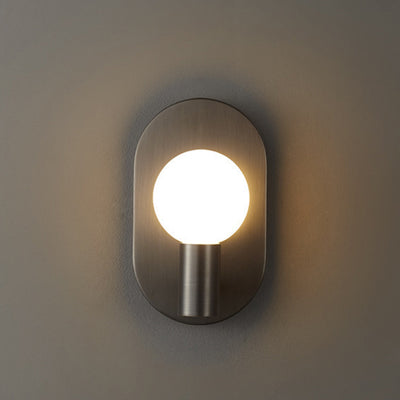 Modern Luxury Full Copper Glass Oval 1-Light Wall Sconce Lamp For Living Room