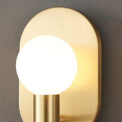 Modern Luxury Full Copper Glass Oval 1-Light Wall Sconce Lamp For Living Room