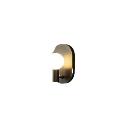 Modern Luxury Full Copper Glass Oval 1-Light Wall Sconce Lamp For Living Room