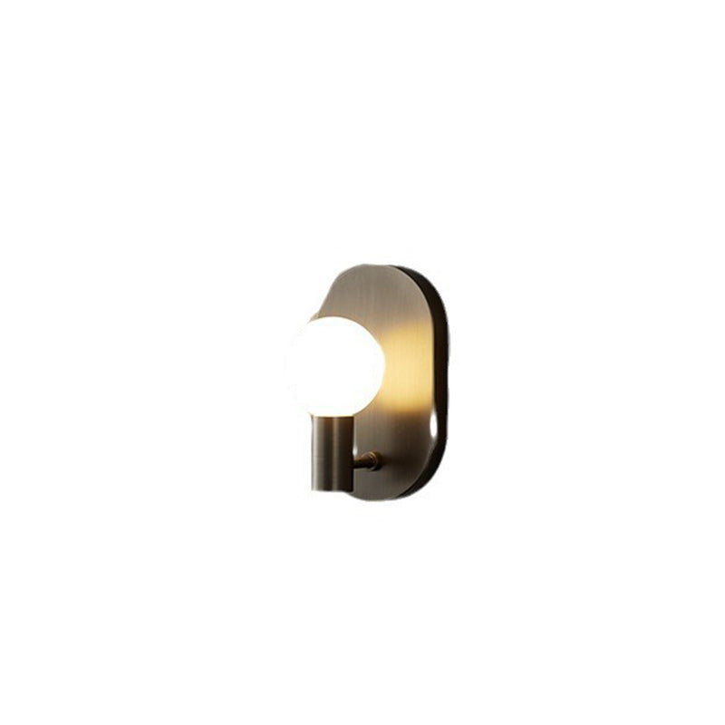 Modern Luxury Full Copper Glass Oval 1-Light Wall Sconce Lamp For Living Room