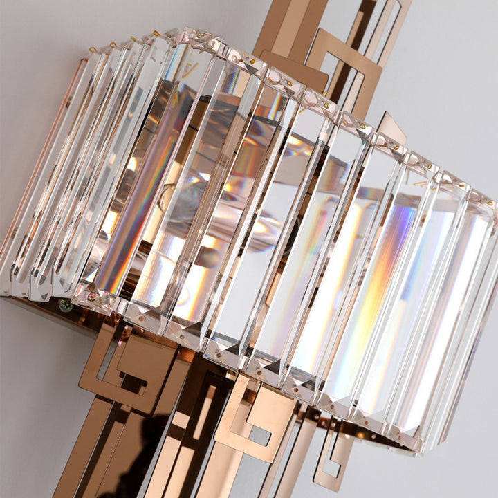 Lámpara de Aplique de Pared de 2 Luces Rectangular de Cristal de Lujo Moderno para Sala de Estar 