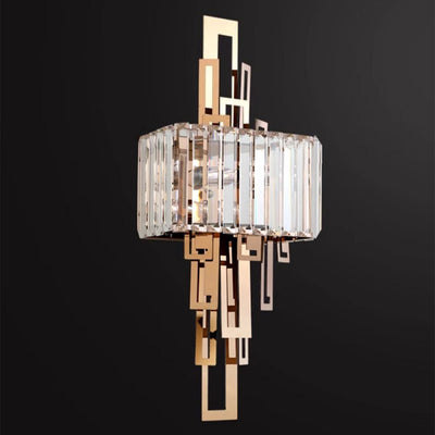 Modern Luxury Crystal Hardware Rectangular 2-Light Wall Sconce Lamp For Living Room