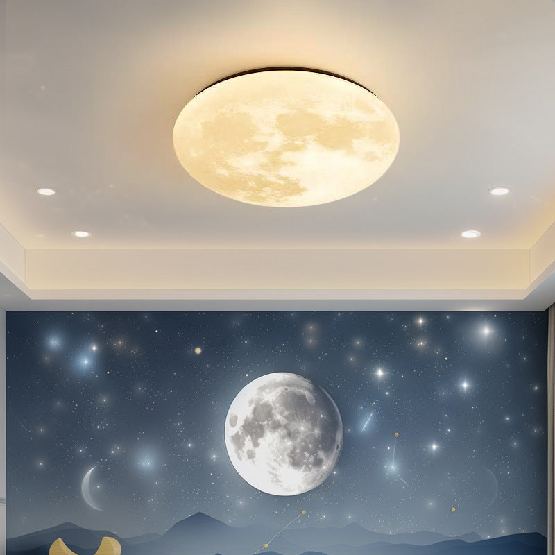 Simplicité Contemporaine Planète Bleue Lune Fer Acrylique LED Plafonnier Pour Chambre 