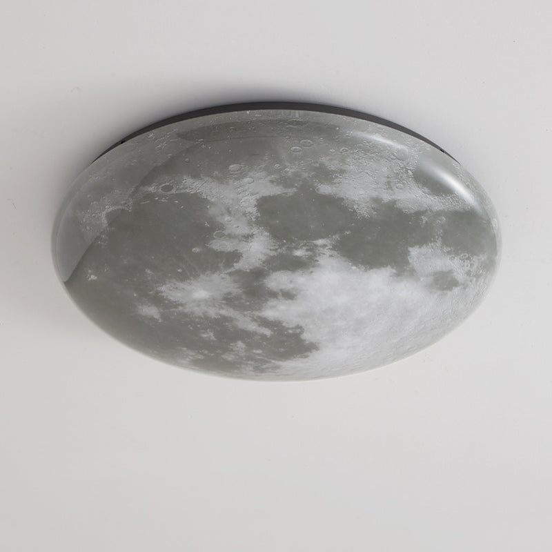 Simplicité Contemporaine Planète Bleue Lune Fer Acrylique LED Plafonnier Pour Chambre 
