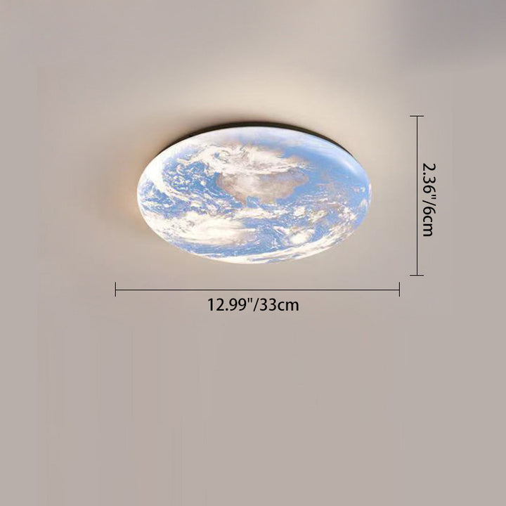 Simplicité Contemporaine Planète Bleue Lune Fer Acrylique LED Plafonnier Pour Chambre 