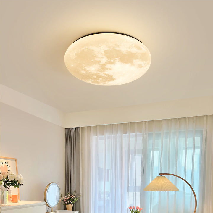 Simplicité Contemporaine Planète Bleue Lune Fer Acrylique LED Plafonnier Pour Chambre 