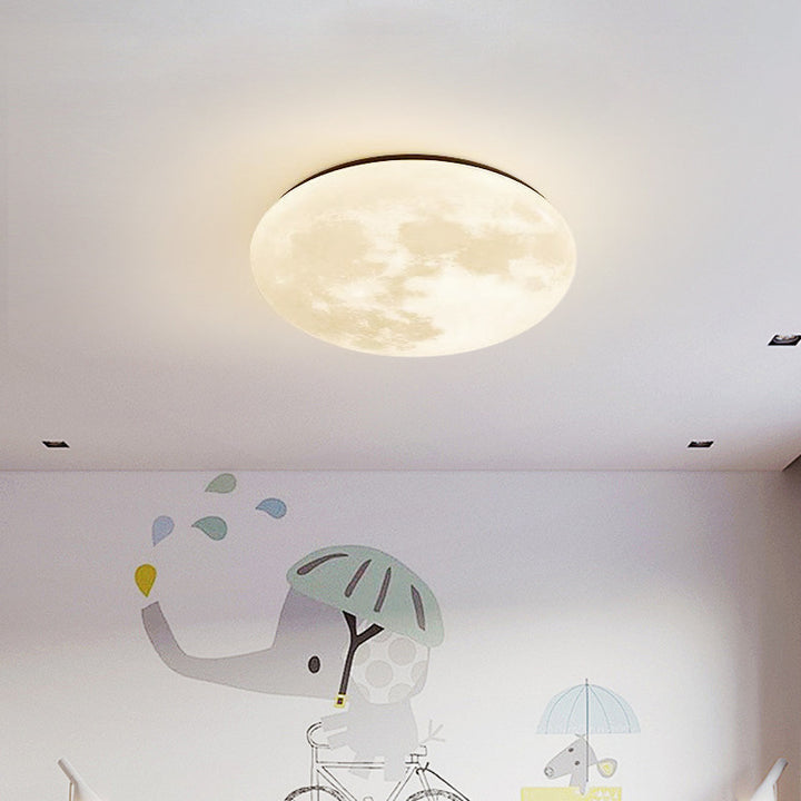 Simplicité Contemporaine Planète Bleue Lune Fer Acrylique LED Plafonnier Pour Chambre 