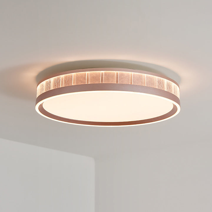 Lustre encastré rond à LED en aluminium acrylique géométrique de luxe contemporain pour chambre 