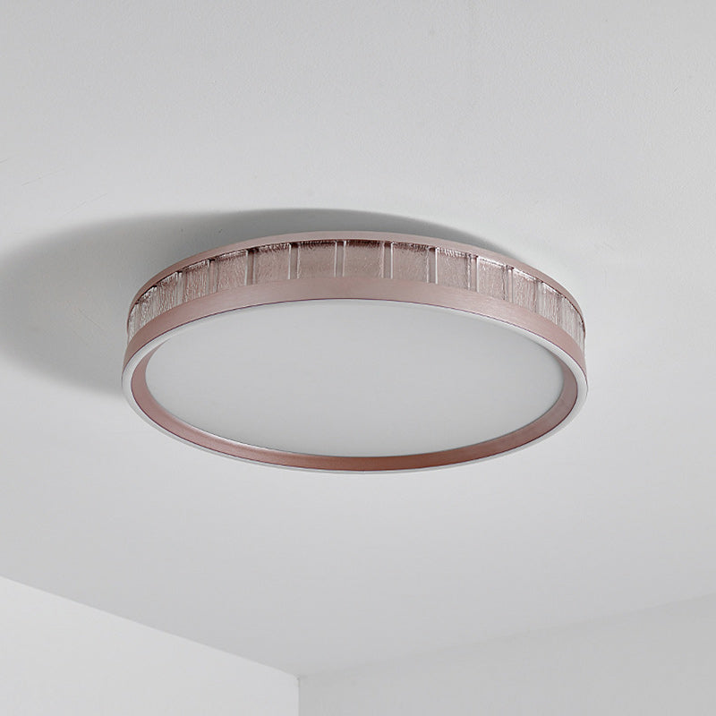 Contemporary Luxury Aluminum Acrylic Geometry Round LED Flush Mount Ceiling Light For Bedroom