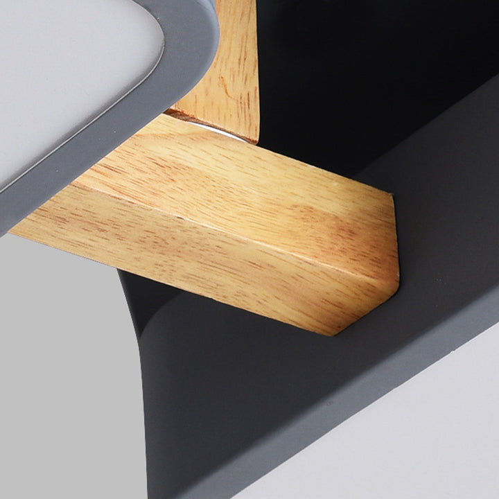 Plafonnier LED semi-encastré contemporain scandinave en bois massif avec abat-jour carré en acrylique pour salon 