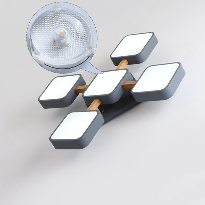 Plafonnier LED semi-encastré contemporain scandinave en bois massif avec abat-jour carré en acrylique pour salon 