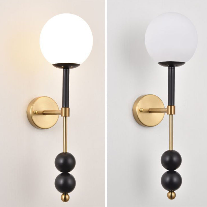 Traditional French Glass Ball Shade Hardware 1-Light Wall Sconce Lamp For Living Room