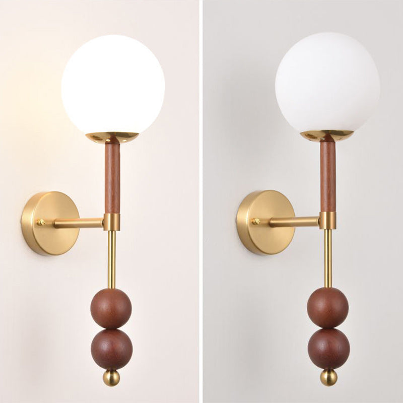 Traditional French Glass Ball Shade Hardware 1-Light Wall Sconce Lamp For Living Room