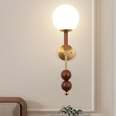 Traditional French Glass Ball Shade Hardware 1-Light Wall Sconce Lamp For Living Room