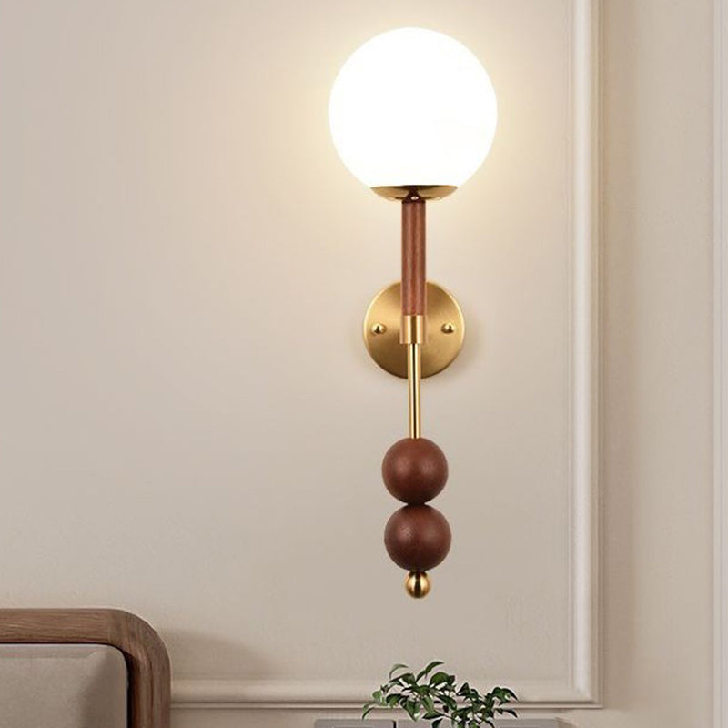 Traditional French Glass Ball Shade Hardware 1-Light Wall Sconce Lamp For Living Room