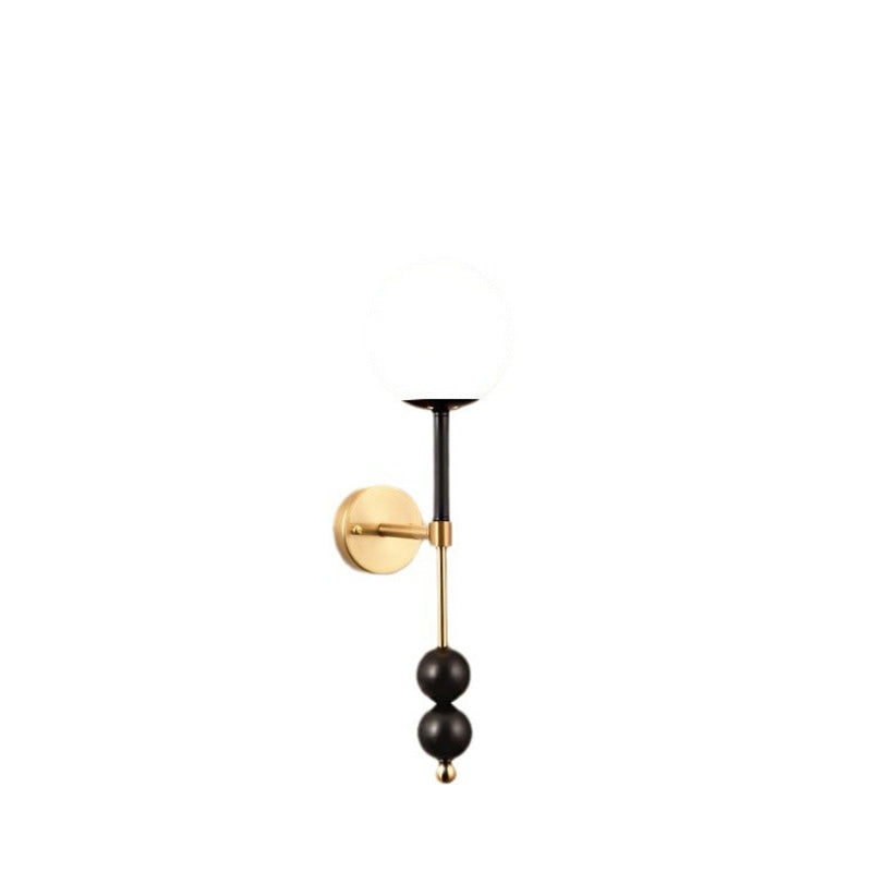 Traditional French Glass Ball Shade Hardware 1-Light Wall Sconce Lamp For Living Room