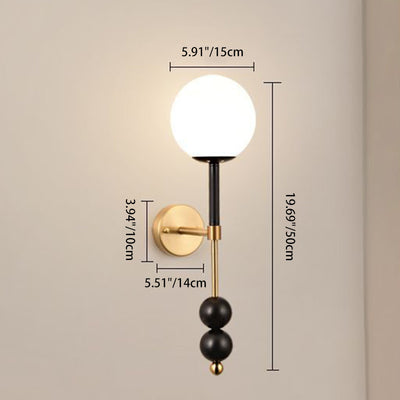 Traditional French Glass Ball Shade Hardware 1-Light Wall Sconce Lamp For Living Room