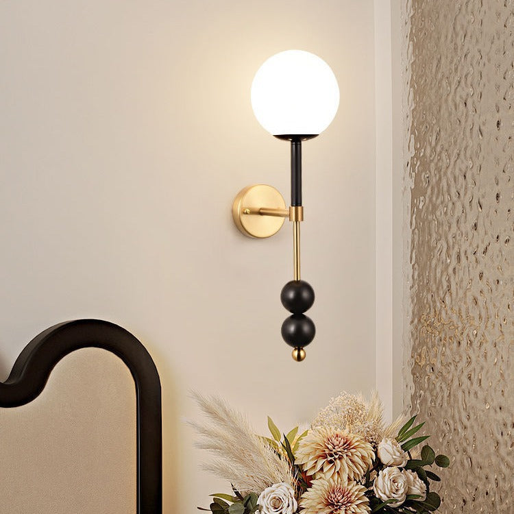 Traditional French Glass Ball Shade Hardware 1-Light Wall Sconce Lamp For Living Room