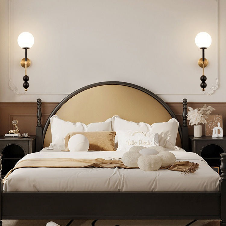 Traditionelle französische Glaskugel Schirm Hardware 1-Licht Wandleuchte für Wohnzimmer 