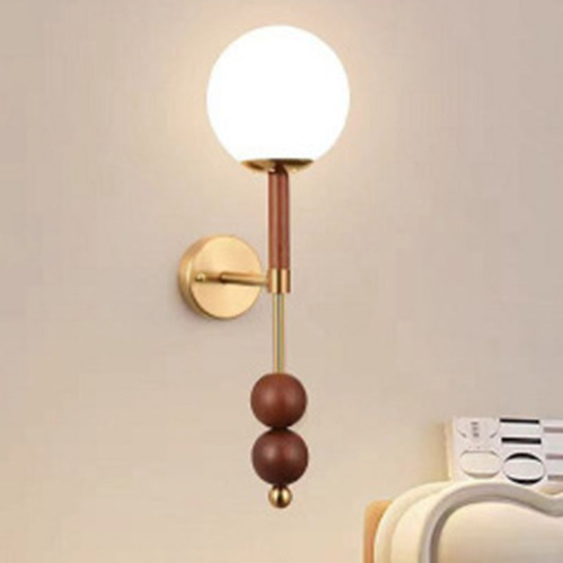 Traditional French Glass Ball Shade Hardware 1-Light Wall Sconce Lamp For Living Room