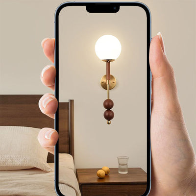 Traditional French Glass Ball Shade Hardware 1-Light Wall Sconce Lamp For Living Room