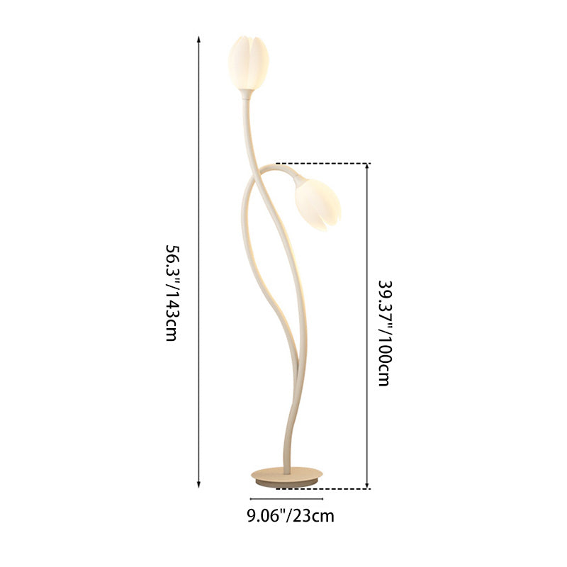 Lampe de sol moderne Art Déco PE Tulip Shade en fer à 2 lumières pour salon 