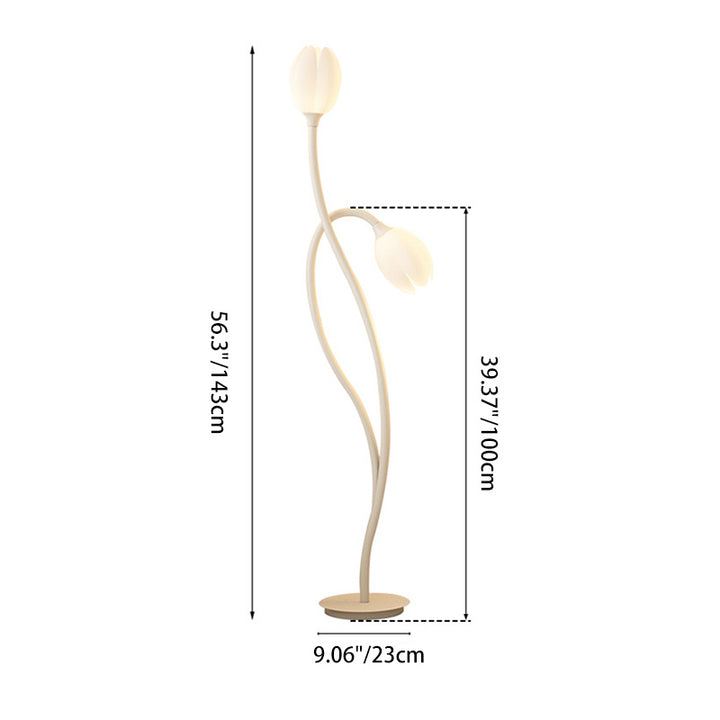 Lampe de sol moderne Art Déco PE Tulip Shade en fer à 2 lumières pour salon 