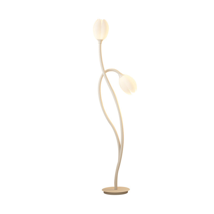 Lampe de sol moderne Art Déco PE Tulip Shade en fer à 2 lumières pour salon 