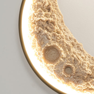 Contemporary Creative Moon Hardware Resin Round LED Wall Sconce Lamp For Hallway
