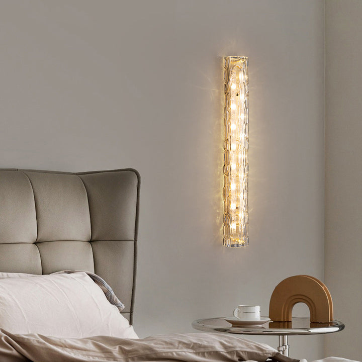 Applique murale LED en laiton contemporain avec colonne en cristal pour salon 