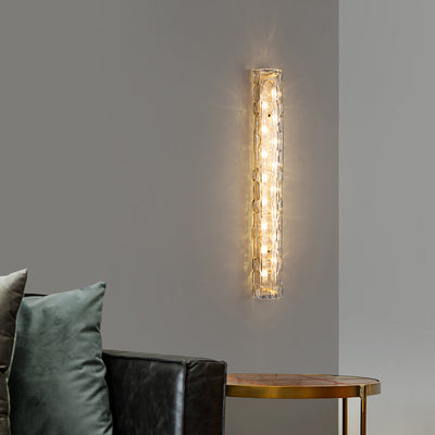 Contemporary Luxury Brass Crystal Column LED Wall Sconce Lamp For Living Room